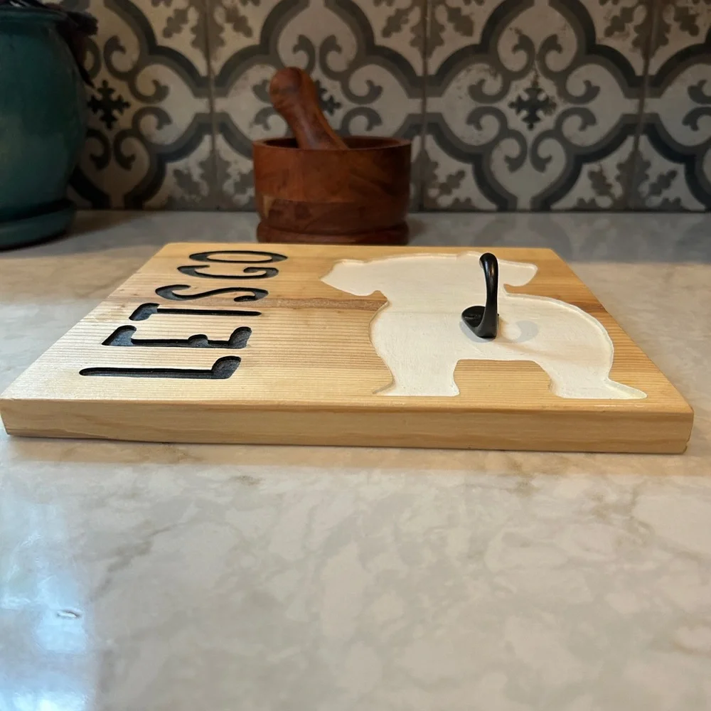 NEW! Large Wall Decor with Hook for Dog Leash Holder with Black and White Design